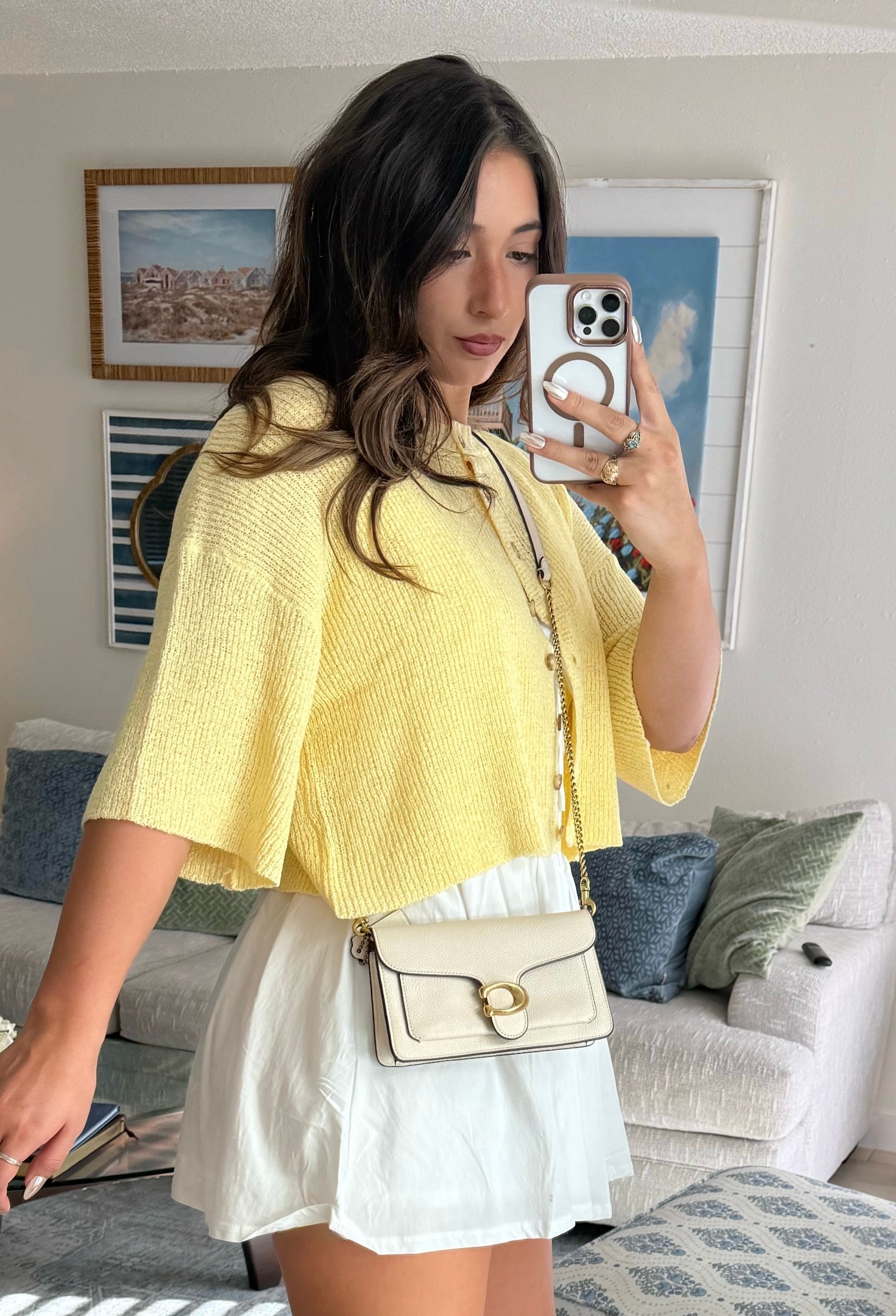 butter yellow button up sweater